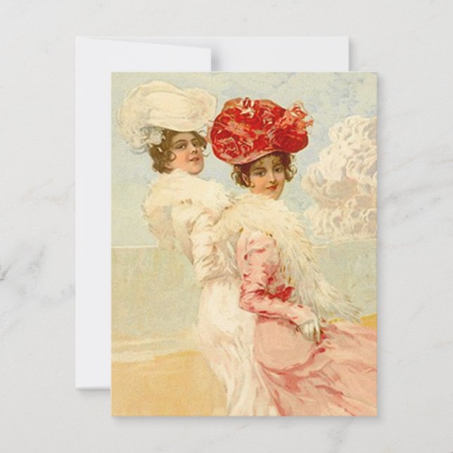 WOMAN WOMEN'S GIRLS FRIENDS' INVITATION VICTORIAN (Front)