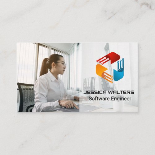 Woman Working on Computer Business Card