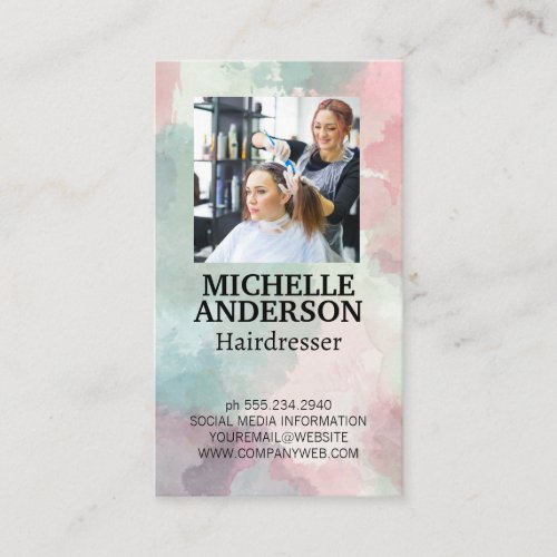 Woman Working on Hair at Studio Business Card
