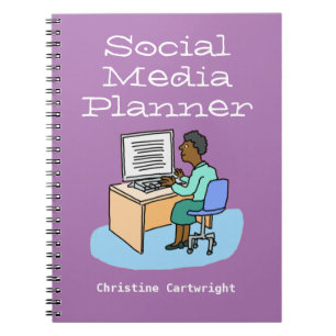 Woman working on Social Media at a computer. Notebook