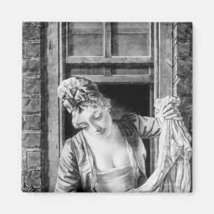 Woman wringing washing magnet