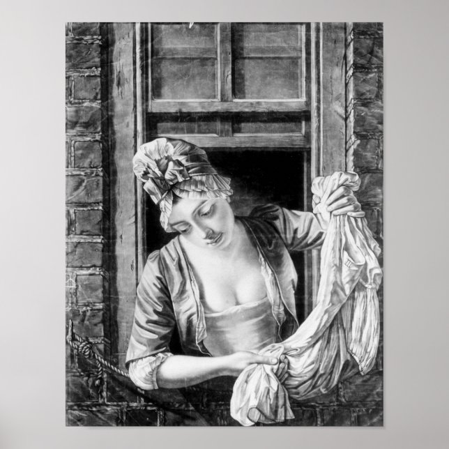 Woman wringing washing poster (Front)