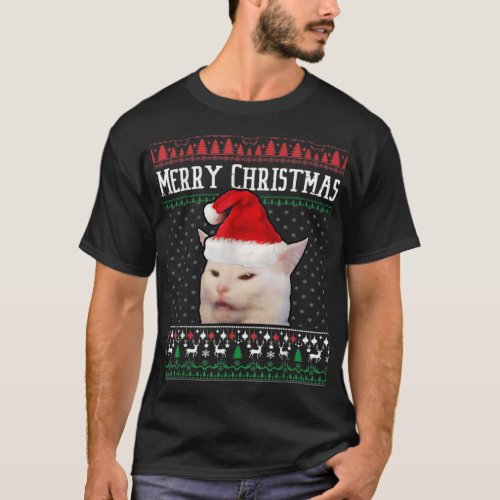 Woman Yelling at a Smudge Cat Ugly Christmas Sweat T_Shirt