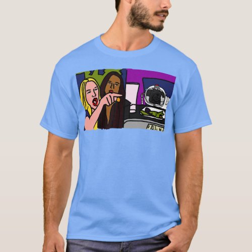 Woman Yelling at Cat Meme with Space Dog T_Shirt