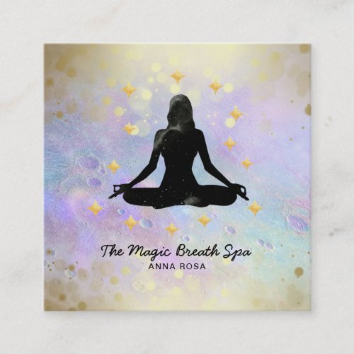  Woman Yoga Gold Meditation  Mindfulness Glitter Square Business Card