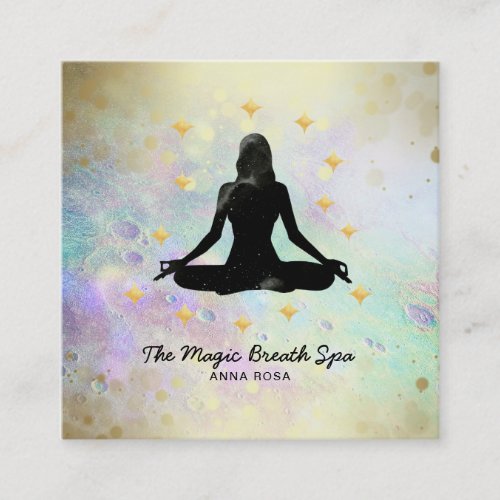  Woman Yoga Meditation  Mindfulness Gold Glitter Square Business Card