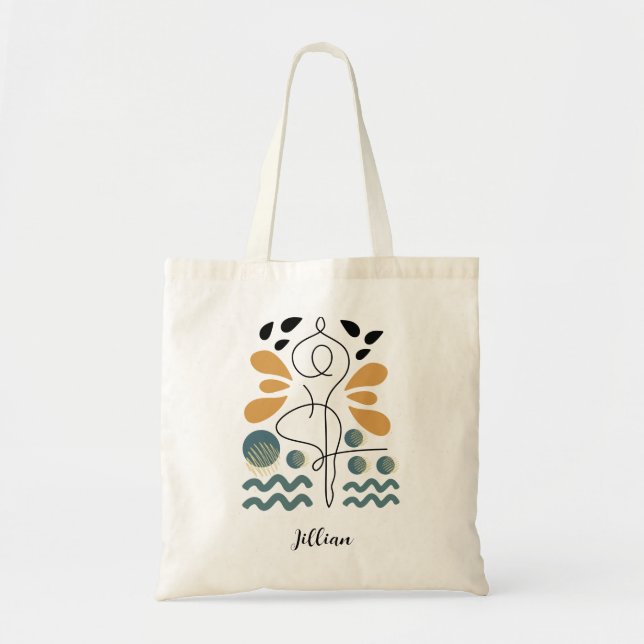 Woman Yoga Pose/ Abstract Personalized Tote Bag (Front)