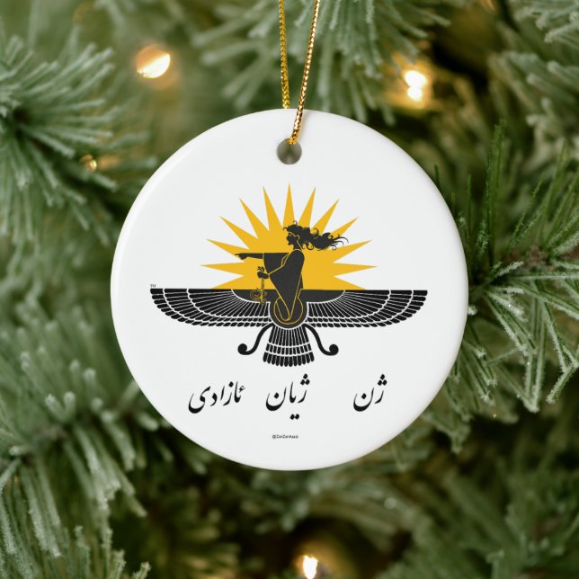 WomanLifeFreedom 2-Sided Kurdish Ceramic Ornament (Tree)