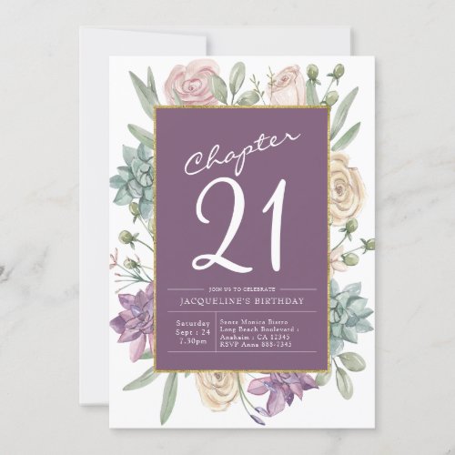 Womans 21st Birthday Floral Surprise Party Invitation