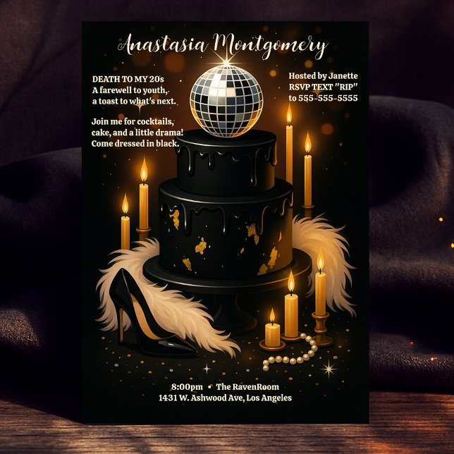 Woman's 30th Birthday Death to my 20s Glam Party Invitation (Woman's 30th Birthday Death to my 20s Glam Party Invitation)