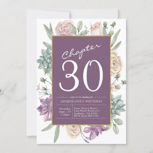 Womans 30th Birthday Floral Surprise Party Invitation