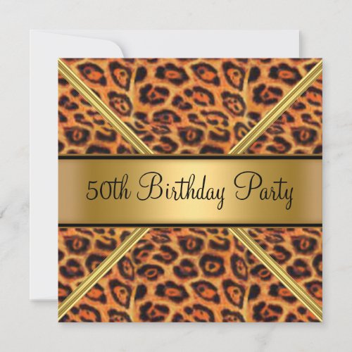 Womans 50th Birthday Party Leopard Invitation