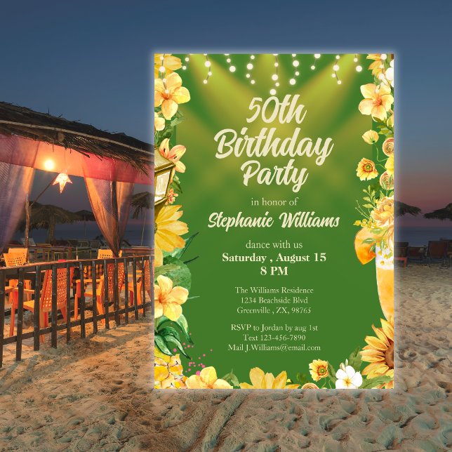 Woman's 50th Birthday Summer Backyard Dance Party Invitation (Creator Uploaded)