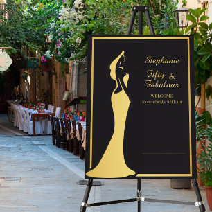 Woman's 50th Modern Gold Cocktail Dress Birthday Foam Board