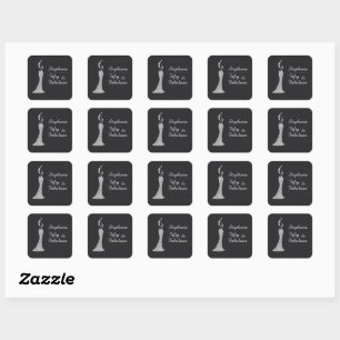 Woman's 50th Modern Silver Cocktail Dress Birthday Square Sticker