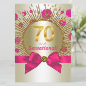 Womans 70th Birthday Party Fuchsia Gold Invitation