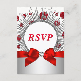 Womans 70th Birthday Party RSVP Red Silver