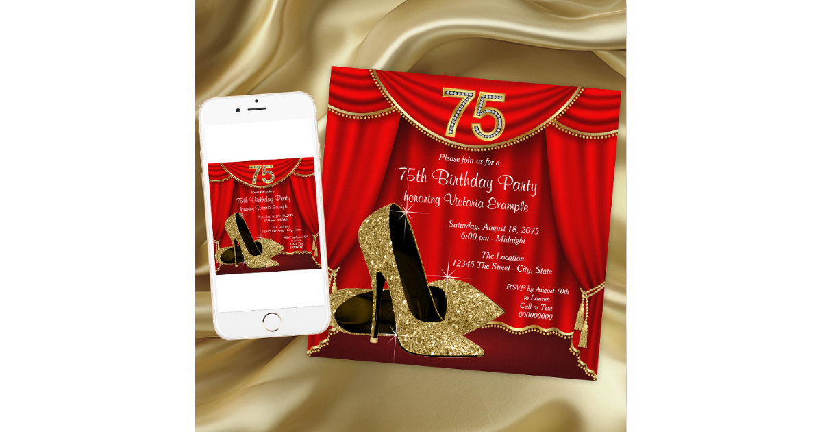 Womans 75th Birthday Invitation | Zazzle