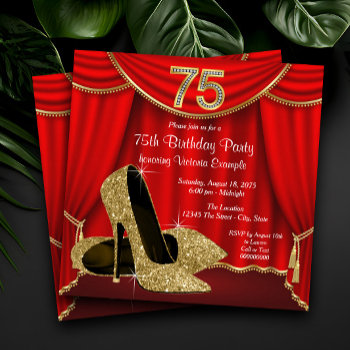 Womans 75th Birthday Invitation by Pure_Elegance at Zazzle