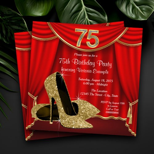 Womans 75th Birthday Invitation