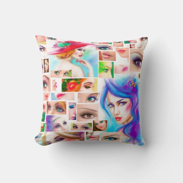 Womans absreact collage throw pillow (Front)