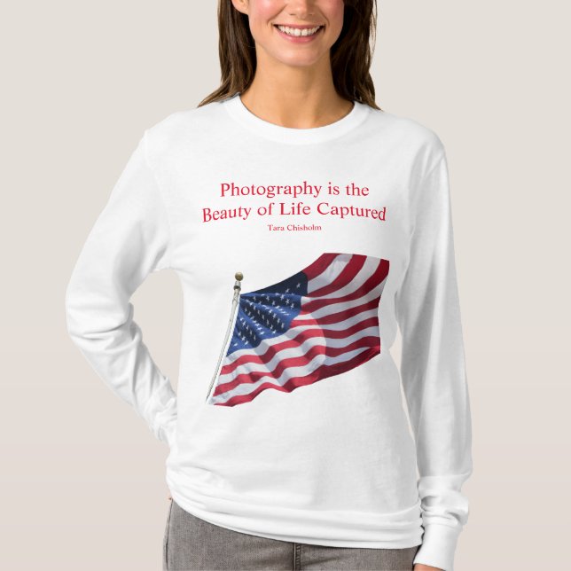 Woman's American Flag Long Sleeve T-Shirt (Front)