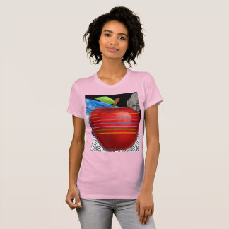 womans apple space heart shirt
