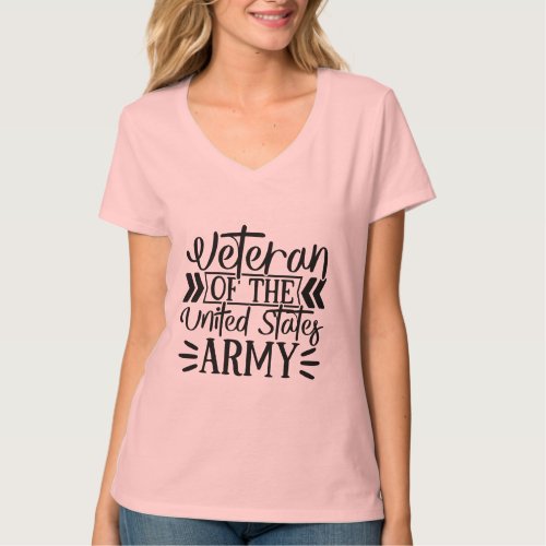 Womans Army Veteran Proud Military V_Neck T_Shirt