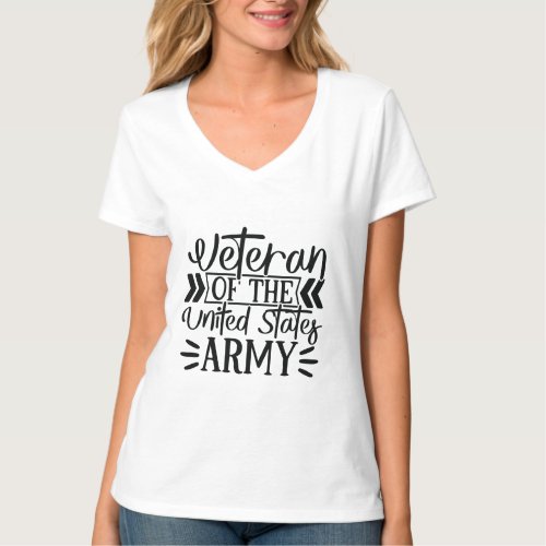 Womans Army Veteran Proud Military V_Neck T_Shirt