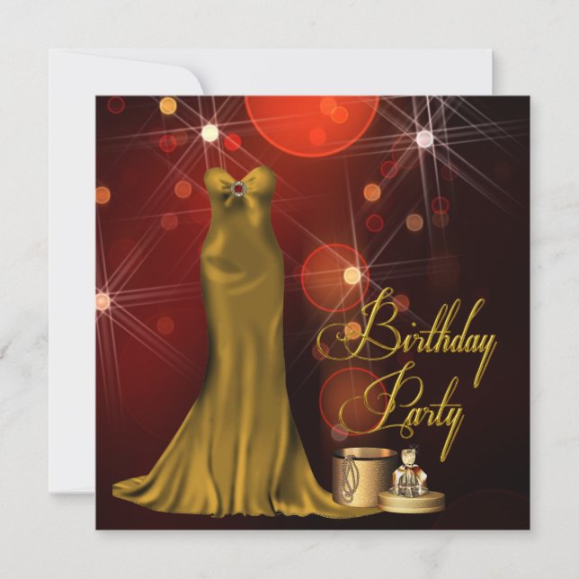 Womans Art Deco Birthday Party Invitation (Front)
