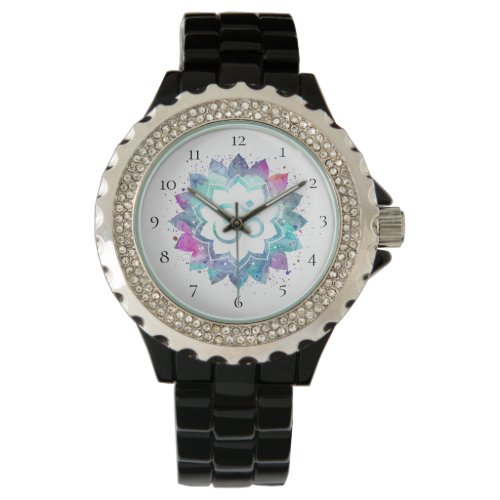  Womans Aum Om New Age Flower Lotus Mandala Watch