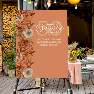 Woman's Autumn Flower Surprise 50th Birthday Foam Board