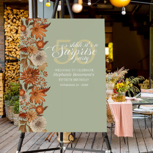 Woman's Autumn Flower Surprise 50th Birthday Foam Board