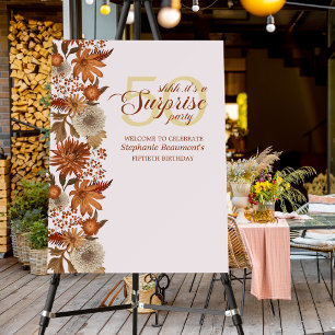 Woman's Autumn Flower Surprise 50th Birthday Foam Board