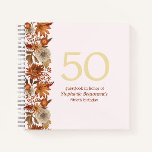 Woman's Autumn Flower Surprise 50th Birthday Notebook