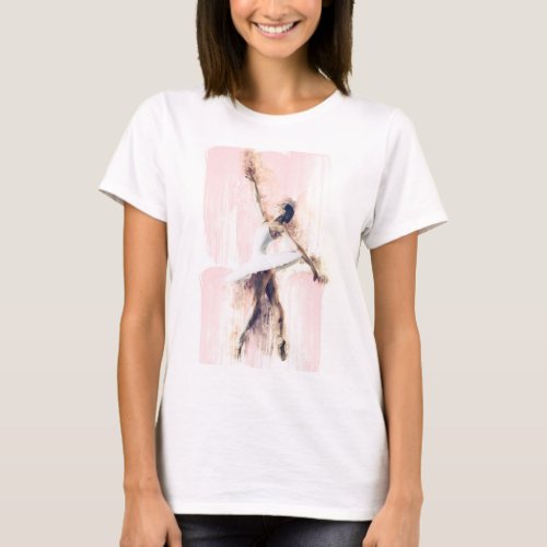 Womans Ballet Dancer Abstract Watercolour T_Shirt
