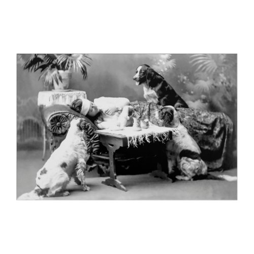 Womans Best Friends Care for Her While Ill 1903 Acrylic Print