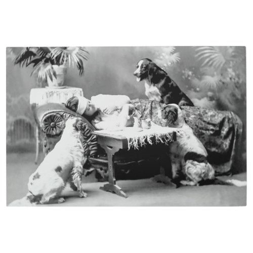 Womans Best Friends Care for Her While Ill 1903 Metal Print