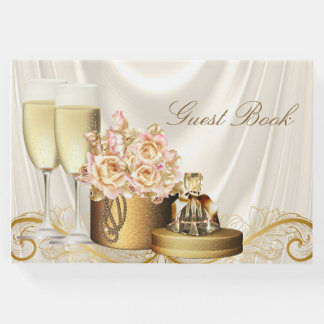 Bridal Shower Guest Books Zazzle Womans Birthday Party Guest Book Ivory Gold