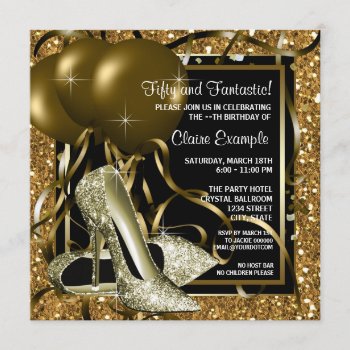 Womans Black And Gold Birthday Party Invitation by Pure_Elegance at Zazzle