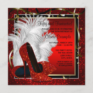 Womans Black and Red High Heels Birthday Party Invitation
