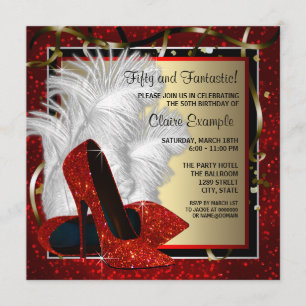 Womans Black and Red High Heels Birthday Party Invitation
