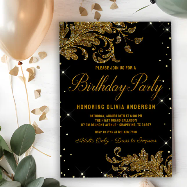 black dress party invitations Little Black Dress Birthday Party Invitation, Set of 12