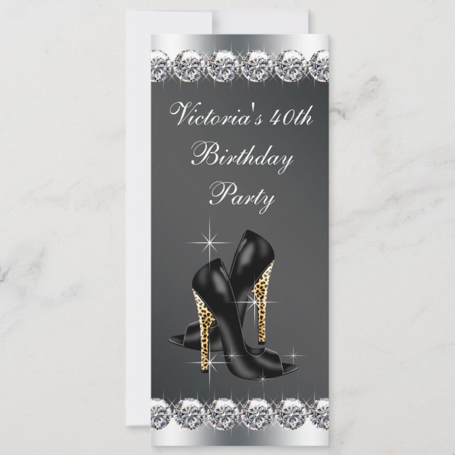 Womans Chic Black Birthday Party Invitation (Front)