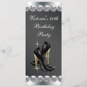Womans Chic Black Birthday Party Invitation