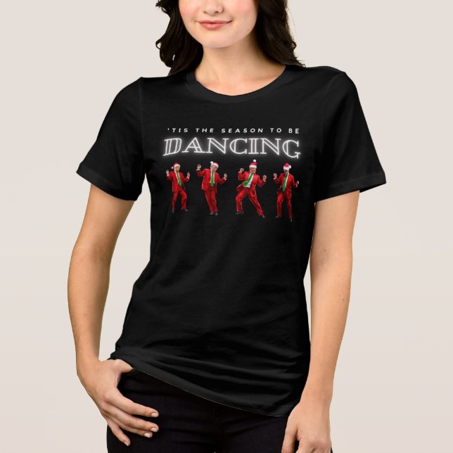 Womans Christmas Trump Dancing T-shirt Tri-Blend Shirt (Front)
