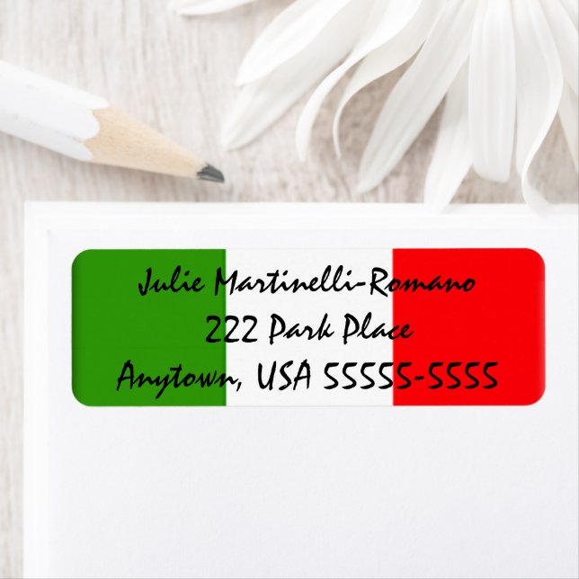 Woman's Classic Italian Flag Return Address Label (Insitu)