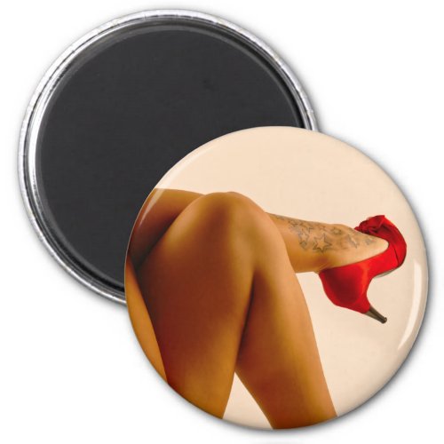 Womans Crossed Bare Legs with Red High Heels Magnet