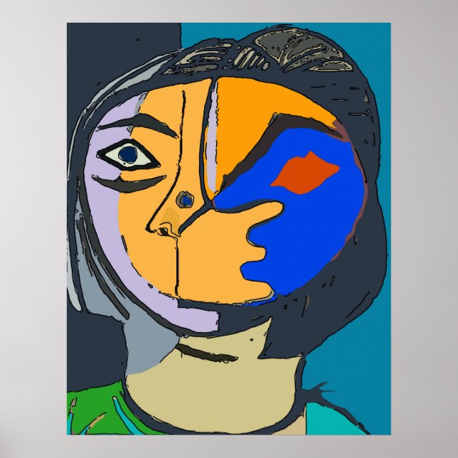 Woman's Cubism Face Poster (Front)