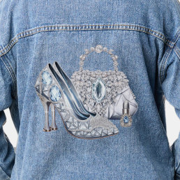 Womans Diamond High Heel Shoe Denim Jacket